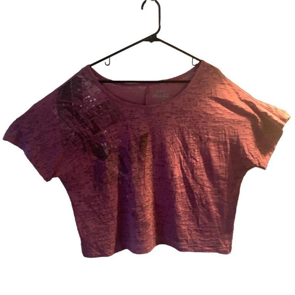Pre Owned Women’s MUDD Purple Graphic Sheer Tee Shirt XL Hippie Vibe Casual